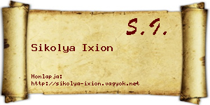 Sikolya Ixion névjegykártya